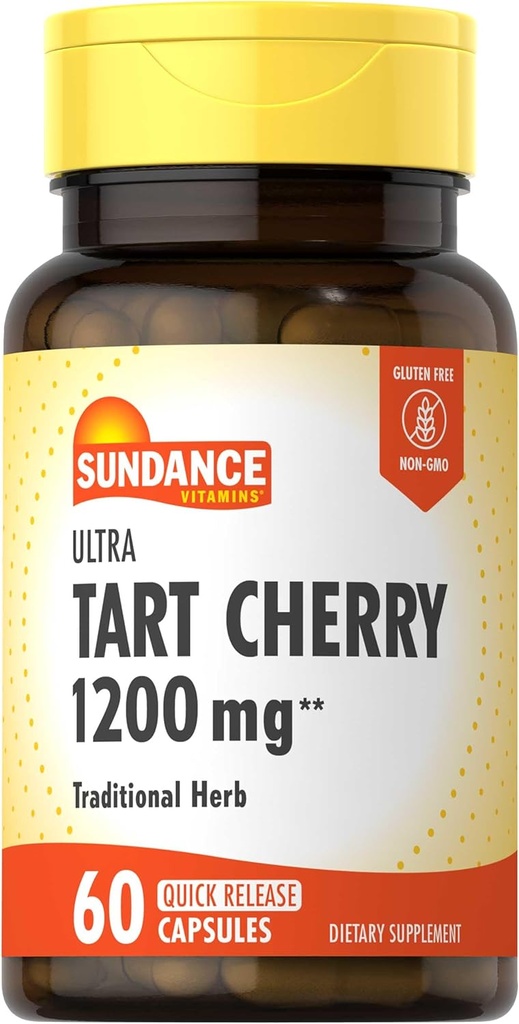 Sundance Tart Cherry Capsules 1200mg | 60 Count | Traditional Herb | Non-GMO and Gluten Free Suplement
