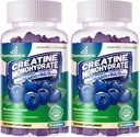 Erkekler ve Kadınlar için Kreatif Monohidrat Gummies Kompleks - İleri Formula W/L-Taurine + Vitamin B12, Sugar Free Chewable Supplement,180 Blueberry Gummies 2pack