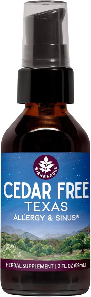 WishGarden Herbs Cedar-Free Texas Anti Allergy & Sinus - Plant-Based Herbal Alerji Yardımı Yetişkinler için Yardımlar Soothe Cedar Fever Belirtileri, Bölge 5 Alerji Formula, Texas Cedar Alerjisi Ayakları, 2oz