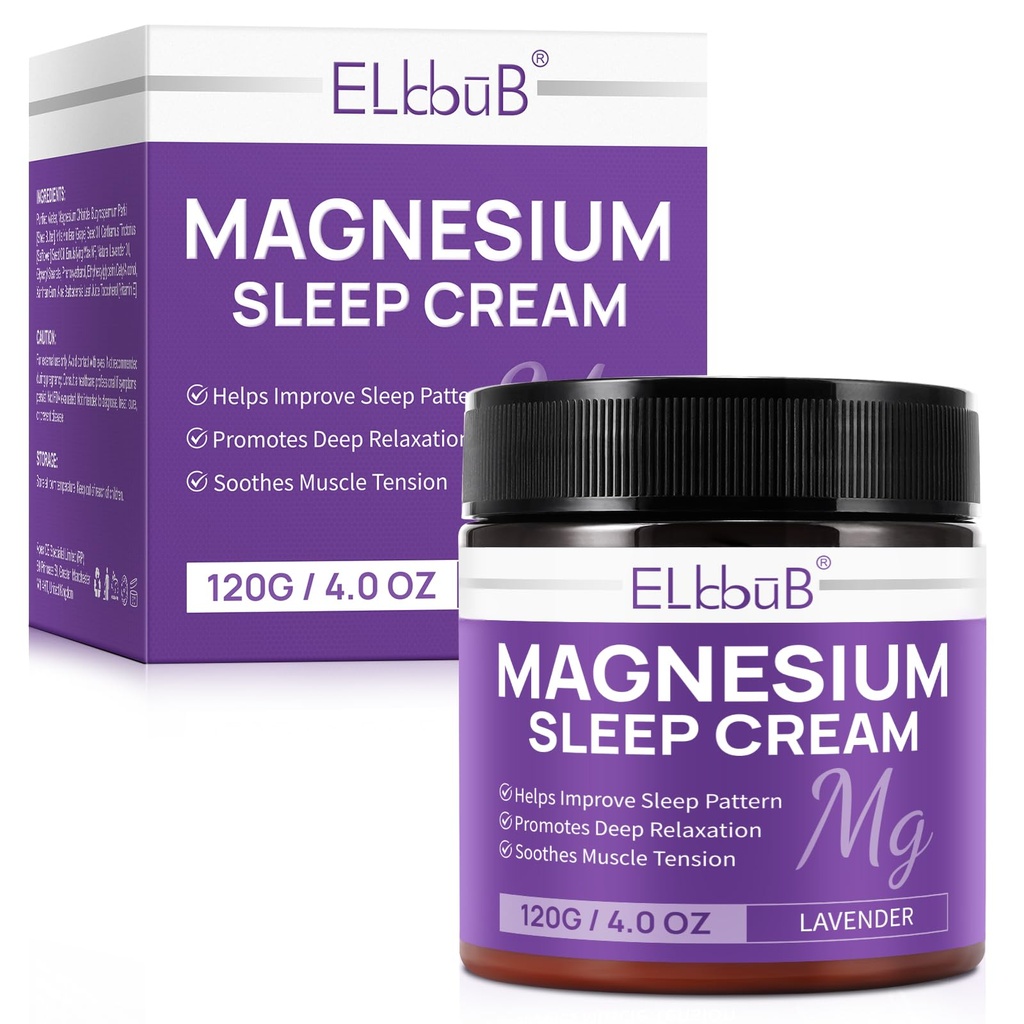 Uyku için Magnezyum Kremi - Almond Oil, Lavender ve Vitamin E Deep Relaxasyon için Zenginleştirilmiş - Skin Nourishment ve Hızlı Aborpsiyon için Doğal Magnezyum Lotion - Lavender