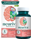 NEURIVA Original Brain Supplement for Memory, Focus & Concentration + Learning & Truth with Klinik olarak Nootropics Phosphatidylserine and Neurotors, Caffeine Free, 30ct Capsules