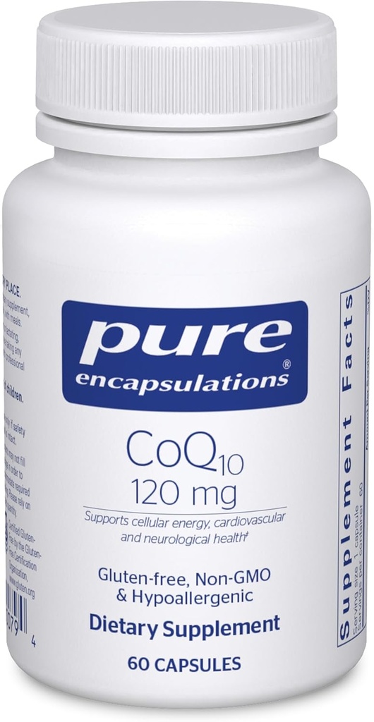 Pure Encapsulations CoQ10 120 mg - Coenzyme Q10 Supplement for Heart Health, Energy, Antioksis, Brain & Memory Health - Hücre Sağlığı, Cognition & Cardiovascular Destek * - 60 Capsules