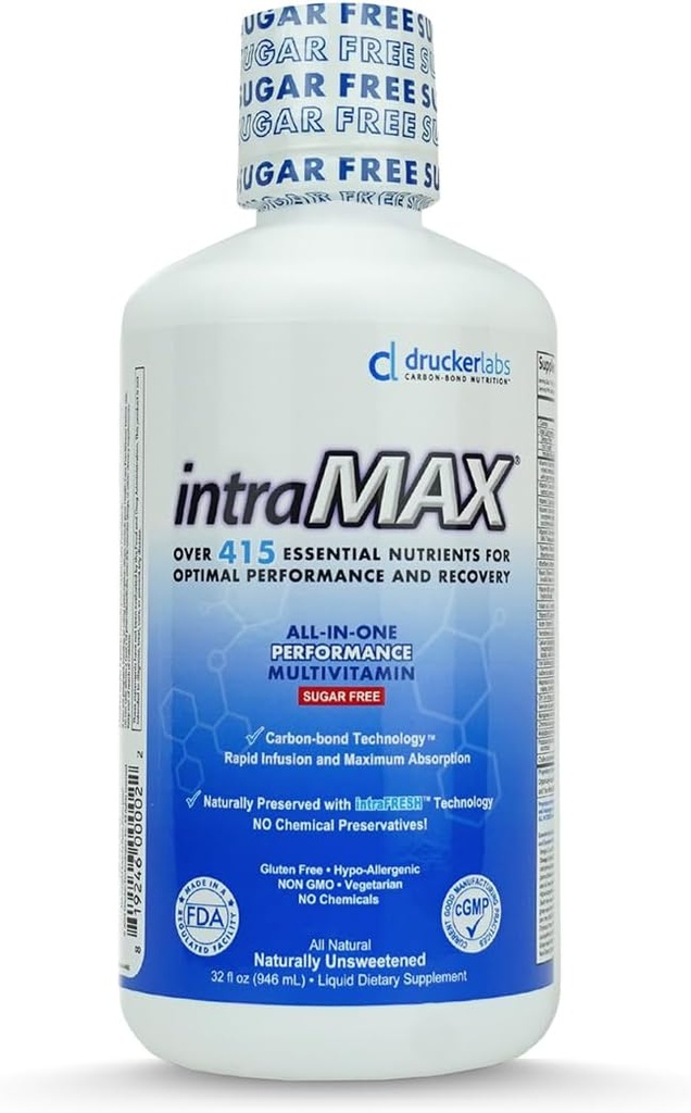 Drucker Labs Organik Sugar Sugar-Free All-in-One Performance Liquid Multivitamin for Men & Women | Non-GMO, Gluten & Dairy Free | with Magnezyum, çinko, Vitamins D, C & E | 32 ozz