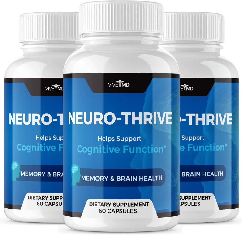 Vive MD Nöro Thrive Beyin Tamamı - Resmi Formula - Nöro Thrive PQ, Neuro Thrive, Ginkgo Biloba Extract ile Ekstra Kuvvetler, Sibirya SMA Türlü - (3 Pack)