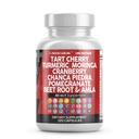 Temiz Nutraceuticals Tart Cherry Extract Capsules with Turmeric Moringa Cranberry Chanca Piedra Celery Quercetin ACV Pomegranate L Selenomethionine - Uric Levels - 120 Ctt