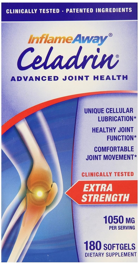 Celadrin® Προηγμένη κοινή υγεία 1050 Mg, 180 Softgels Γρήγορη, μακράς διάρκειας κοινή άνεση