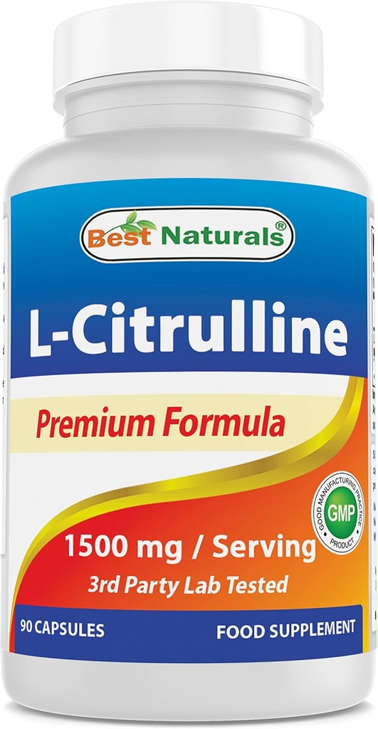 Best Naturals L-Citrulline Κάψουλες - 1500mg/serving - Μη ΓΤΟ - Χωρίς γλουτένη - 90 κάψουλες (90 Count (Pack of 1))