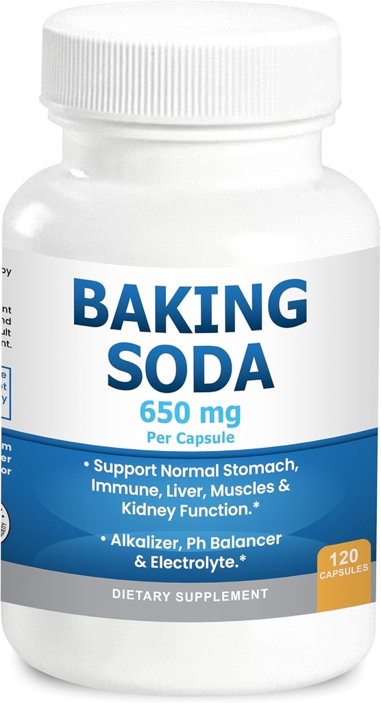 Φυσικές κάψουλες σόδας ψησίματος - 650mg Δισκία σόδας ψησίματος για το νεφρό και το στομαχικό οξύ - Διττανθρακικά Χάπια νατρίου, Διττανθρακικό νάτριο της σόδας, Bicarbonato de Sodio para Tomar, Διττανθρακικό νάτριο 650 mg Δισκία