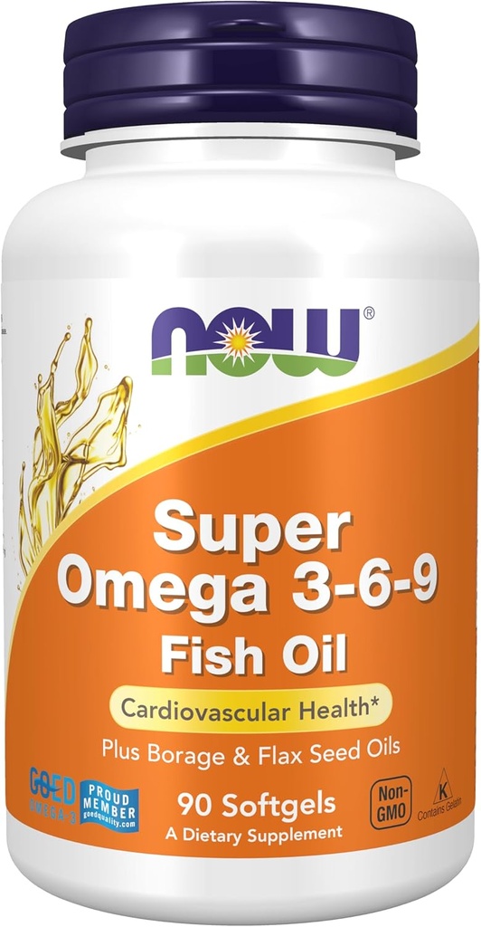 Şimdi Tamamlar, Super Omega 3-6-9 1200 mg bir balık, Borage ve Flax Tohum Petrolleri, 90 Softgels