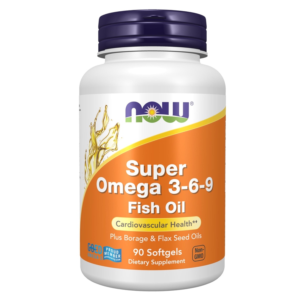 NOW Συμπληρώματα, Super Omega 3-6-9 1200 mg με ένα μείγμα των ψαριών, Borage και flax σπορέλαια, 90 Softgels