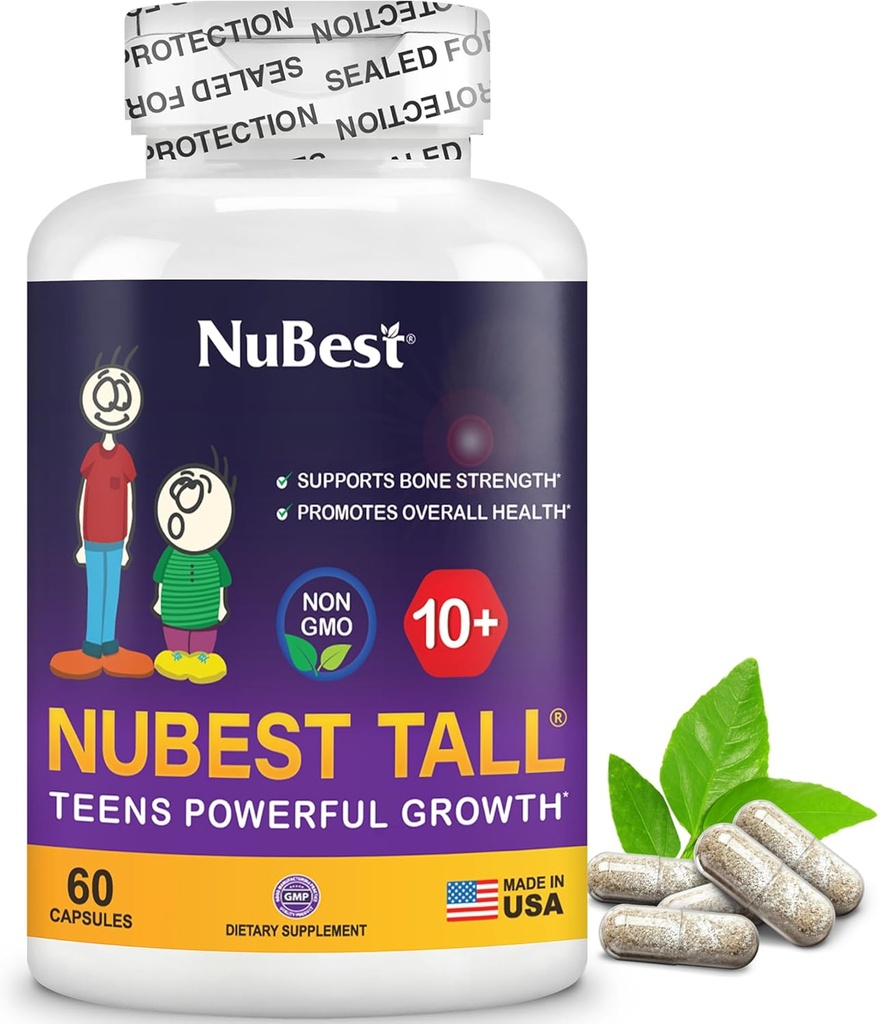NuBest Tall 10+ Premium Δύναμη των οστών Φόρμουλα, Ενισχυμένη Ανοσία και Συνολική Υγεία για την Ηλικία 10+ με Ασβέστιο, Βιταμίνη D3, Βιταμίνη K2, και Πολυβιταμίνες 60 Κάψουλες 1 Μήνα Προσφορά