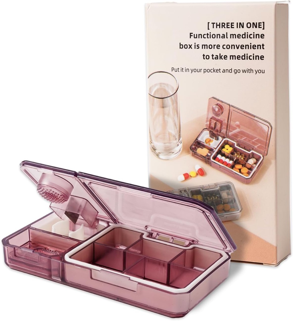 Pill Organizer, XS Crusher ile Organize Edecek:Yemek Pill, Vitamin İlaç Supplements,Pink