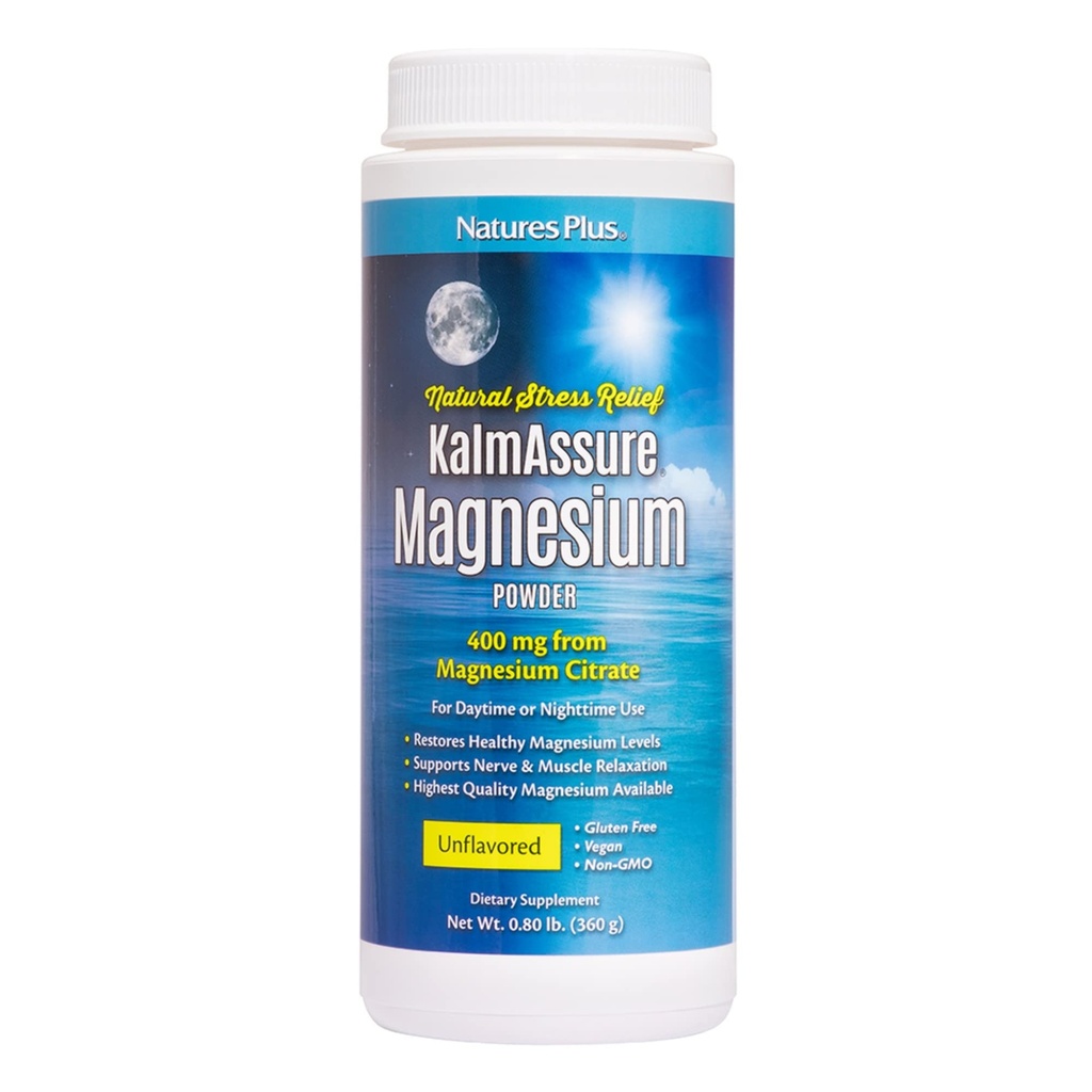 NaturesPlus KalLockssure Magnezyum Toz - 0.8 lb - Unflavored - Supports Nerve and Muscle Relaxation - Non-GMO, Gluten Free, Vegan - 60 Hizmetler