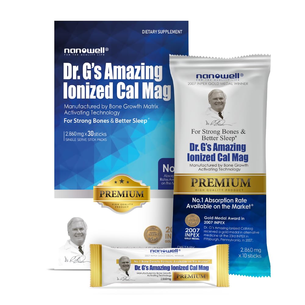 Dr. G's Amazing Ionized Cal Mag 2,860 mg (Premium) - Ionized Food & Magnezyum Toz Stick Packs - 30 Sticks x 1 Pack (30 Count)
