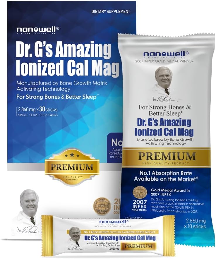 Dr. G's Amazing Ionized Cal Mag 2,860 mg (Premium) - Ionized Food & Magnezyum Toz Stick Packs - 30 Sticks x 1 Pack (30 Count)