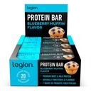 Legion protein Bar Blueberry Muffin -% 100 Whey proteini, Soy Free protein Bars with Prebiyotik Fiber - Low Fat Sağlıklı Protein Bar - Gluten Free, Doğal Flavored, Low Sugar Protein Bars (12 Count)