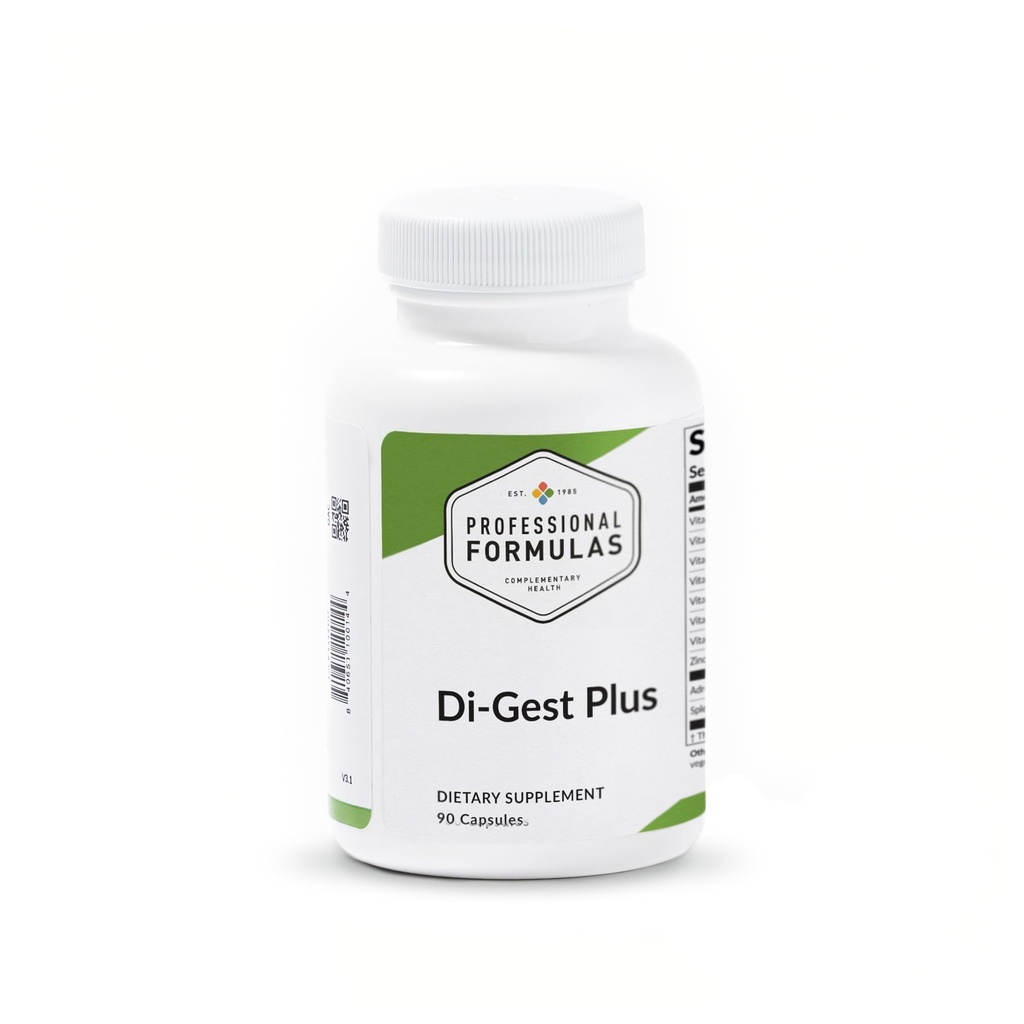 Professional Formulas Di-Gest Plus - Betaine, L-Glutamic Acid, Pancreatin, Papain and Pepsin for Healthy Digestion, Nutrient Absorption, and Gut Lining - Hypoallergenic, Gluten Free, 90 Capsules