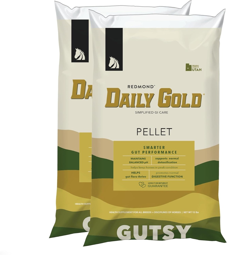 REDMOND Daily Gold Pellets Stress Relief, Natural Healing Clay for Gastrik Ulcers in Horses (2 Pack)