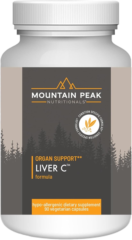 Mountain Peak Διατροφικές Ήπαρ C - συμπλήρωμα οργάνων βοηθά στη διατήρηση της υγιεινής λειτουργίας του ήπατος & την παραγωγή ενέργειας - w/Siliphos® & Μανιτάρια - Hypoallergenic συμπλήρωμα διατροφής (90 κάψουλες χορτοφάγων)