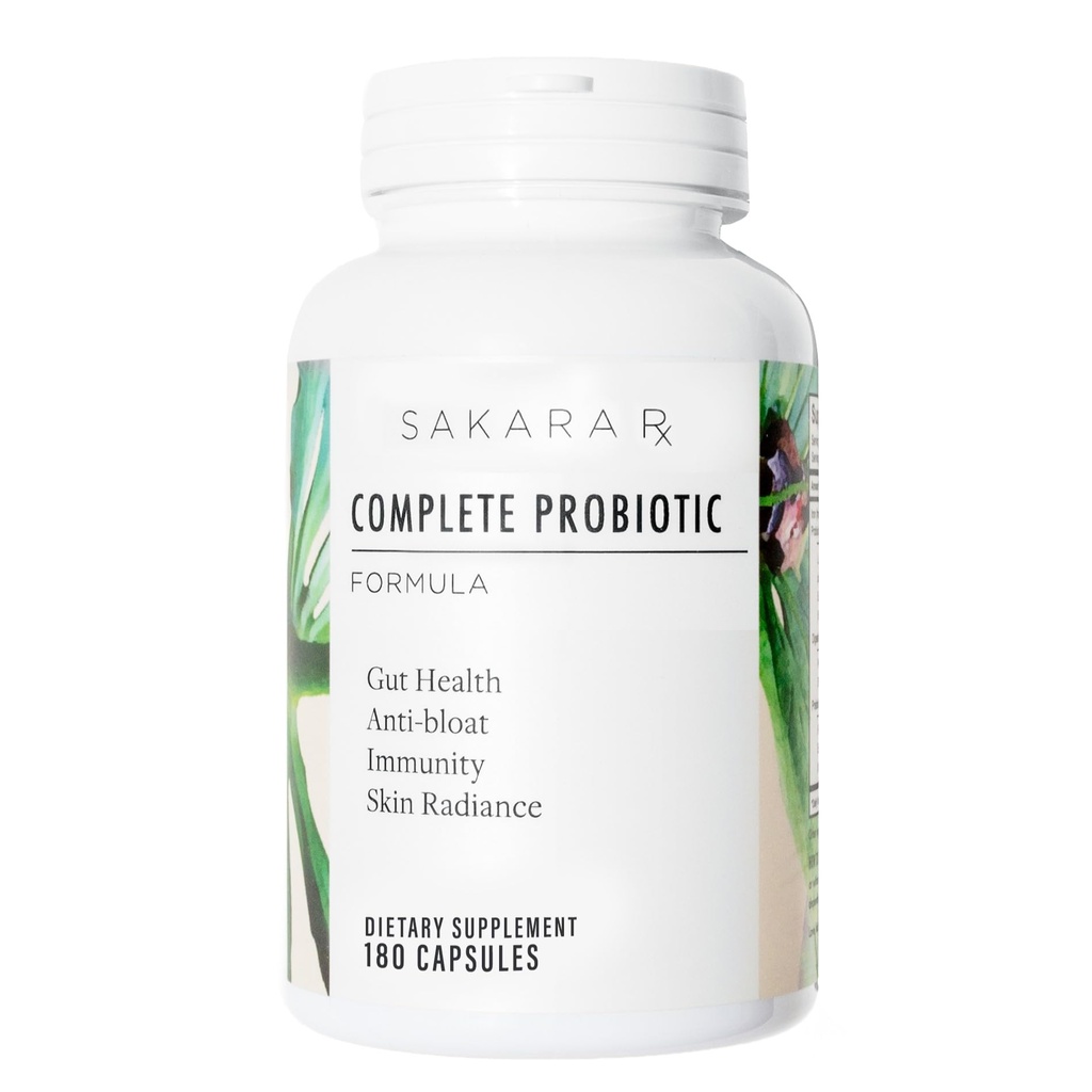 Sakara Complete Probiotic - Πρεβιοτικά και προβιοτικά για τις γυναίκες Digestive Health Supplements, Supports Bloating, Immune System & Skin Radiance, Gut Health for Women with 3 Billion CFU's - 180 Caps