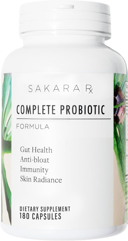 Sakara Complete Probiyotik - Kadınlar için Prebiyotikler ve Probiyotikler Digestive Health Supplements, Supports Bloating, Immune System & Skin Radiance, Gut Health for Women with 3 Milyar CFU's - 180 Capsules