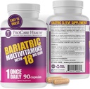 ProCare Health Bariatric Multivitamin with Iron 18 mg (03 Ay Supply) - Gastrik Bypass Bariatrik Cerrahi Hastaları için Post-Op Bariatrik Vitaminleri, Destekler Kurtarma (90 Easy to Swallow Capsules)