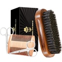 Men, Boar Bristle Black Walnut Wood Beards ve Mustaches Grooming Set Including Pure Boar Bristle Beard Okay, Beard Comb, Mustache Scisors ve Travel Bagd