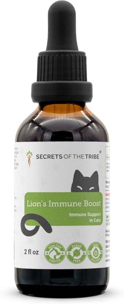 Lion's Immune Boost | Natural Herbal Diyetary Supplement | Immune Support in Cats | Alkol Özgür Çeviri, Yaşlı Çiçekler, Calendula, Dandelion Root, Lemon Balm, Fennel 2 oz