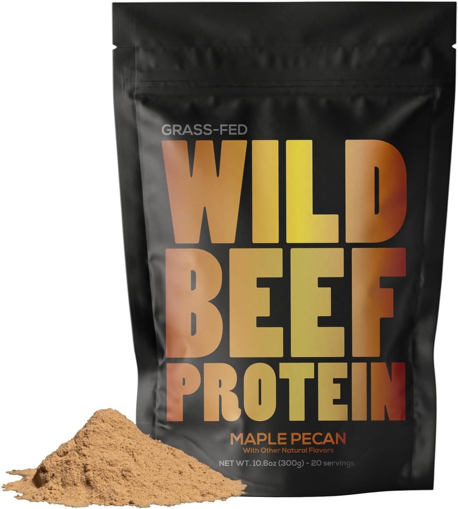 Άγρια χόρτο Fed Beef Protein Powder with Beef Organs Complex - Ζάχαρη Free Protein Shake - Χαμηλό υδατάνθρακες & θερμίδες - Κετό/Παλαιό/Καρνιβόριο Φιλικό - Ορός γάλακτος/Bloating/Lactose Free - Maple Pecan 10oz