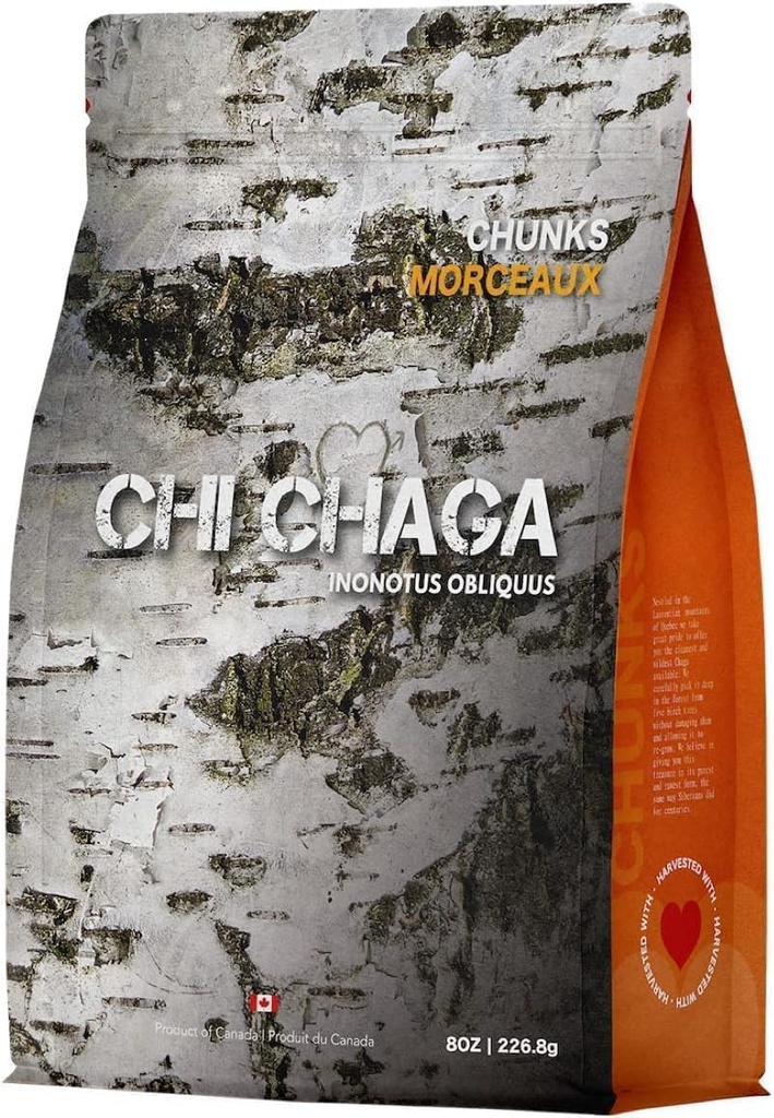Premium Organik Chaga Mushroom Chunks - 8 oz of Authentic 100% Wild Harvested Canadian Chaga Tea - Superfood