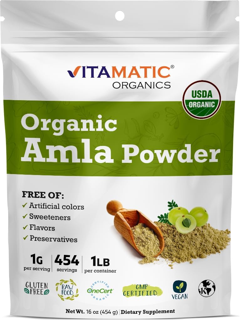 Vitamatic Certified USDA Organic Amla Berry Powder – 1 lb (16 oz) Amalaki 