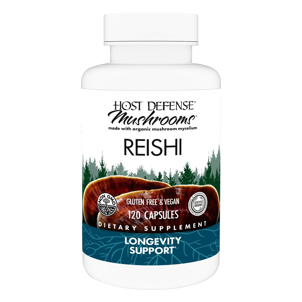 Host Defense Reishi Capsules - Heart & Immune Health Support Supplement - Mushroom Supplement to Support Energy & Vitality - Reishi Supplement to Aid General Well-Being - 120 Capsules (60 Hizmetler)*