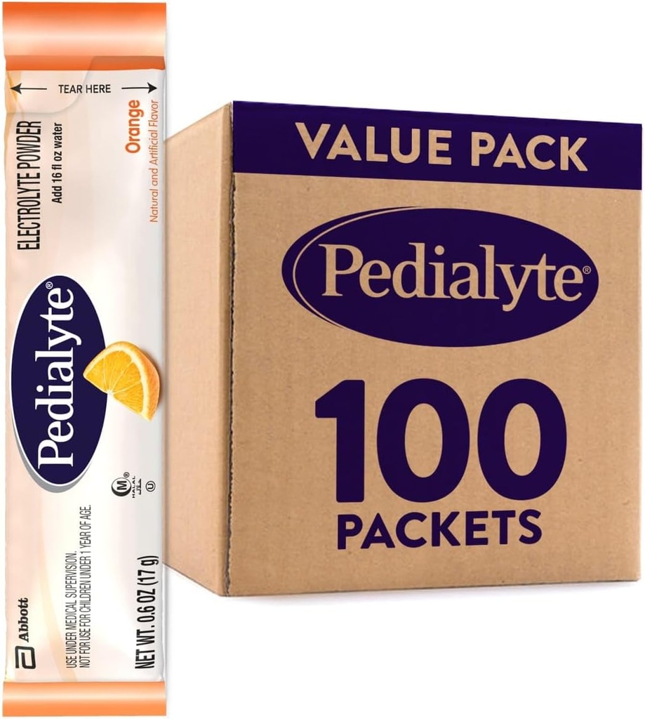 Πακέτα σκόνης Pedialyte, πορτοκαλί, ενυδατικό ποτό, 100 μεμονωμένα πακέτα σκόνης