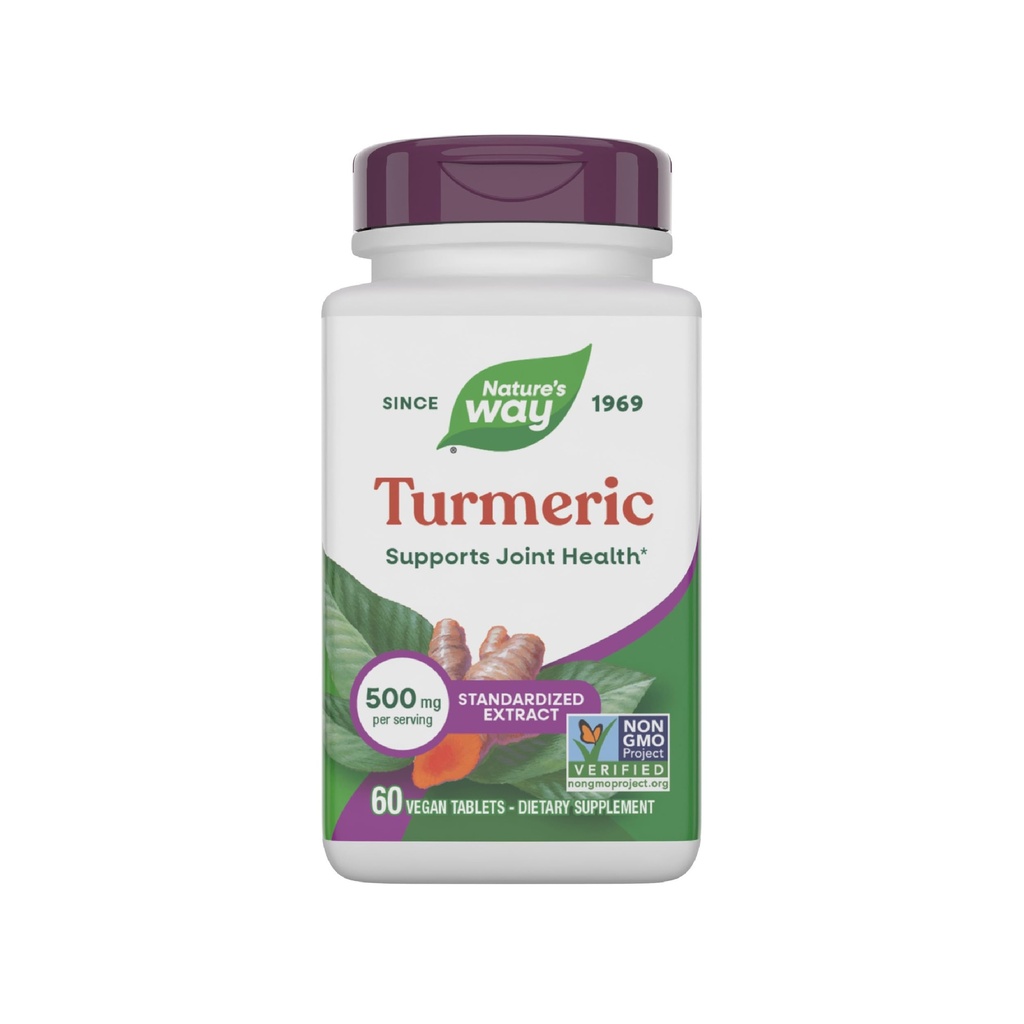Ο τρόπος της φύσης Turmeric, Premium Extract, Υποστηρίζει την κοινή υγεία*, Τυποποιημένη σε 95% Κουρκουμινοειδή, 500 mg Υπηρεσία, Μη ΓΤΟ Επαληθευμένα Συμπληρώματα Έργου, 60 δισκία (Packaging May Vary)