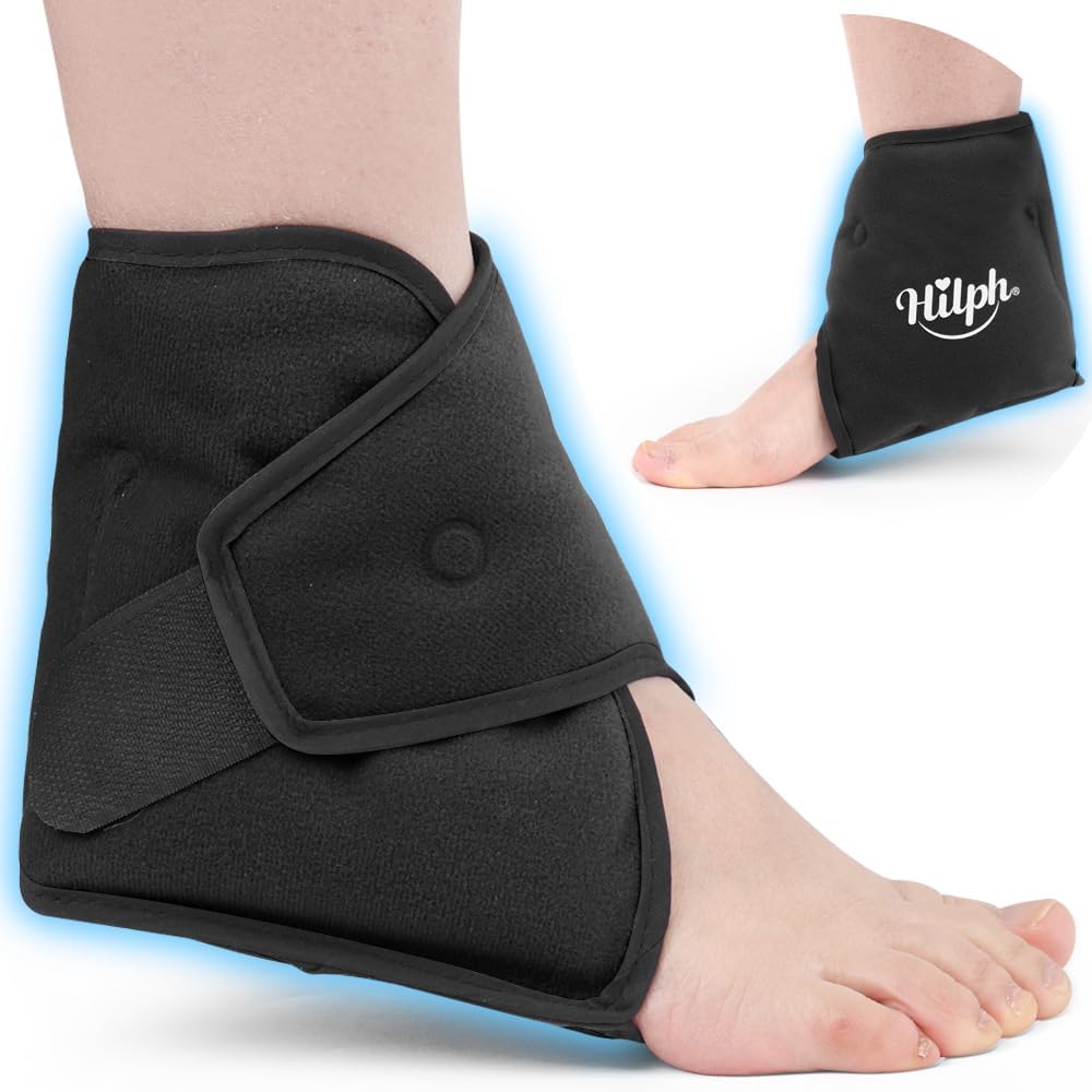 Hilph Ankle Buz Paketi Swelling, Reusable Gel Cold Pack for Ankle Sprateed, Hot Cold Compress for Surgery Recovery, Plantar Fasciitis, Foot Pain Relief, Swelling, Achilles Tendonitis, Black
