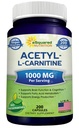 aSquared Nutrition Acetyl L-Καρνιτίνη 1000mg Μέγιστη δύναμη - 200 κάψουλες λαχανικά - Υψηλή δοσολογία Acetyl L Carnitine HCL (ALCAR) χάπια συμπλήρωμα για την υποστήριξη της καθαρής ενέργειας, λειτουργία του εγκεφάλου και του λίπους οξέος