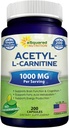 aSquared Nutrition Acetyl L-Καρνιτίνη 1000mg Μέγιστη δύναμη - 200 κάψουλες λαχανικά - Υψηλή δοσολογία Acetyl L Carnitine HCL (ALCAR) χάπια συμπλήρωμα για την υποστήριξη της καθαρής ενέργειας, λειτουργία του εγκεφάλου και του λίπους οξέος