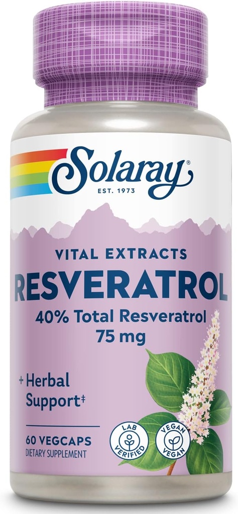 SOLARAY, Potency Resveratrol, Veg Cap (Btl-Plastik) 75 mg | 60ct