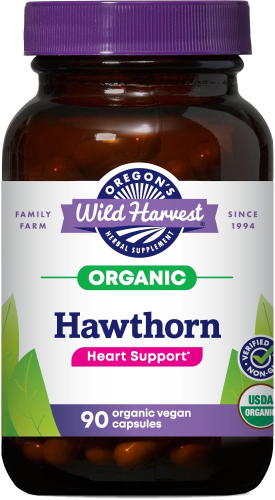 Oregon'un vahşiliği, Doğal Sağlık için sertifikalı Organik Hawthorn Capsules, 1200 MGS, 90 Count
