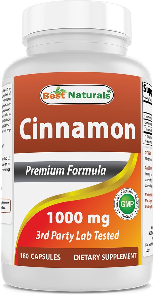 En İyi Doğals Cinnamon 2000 mg Chromium 400 mcg ile hizmet başına eşdeğer - Metabolism Desteği - 180 Capsules