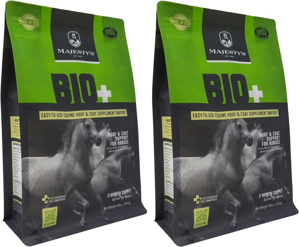 Majestelerinin BIO+ Biotin Wafers - Superior Horse/Equine Hoof ve Coat Support Supplement - Copper, çinko, Lysine, Methionine (2 Pack (120 Total Count))