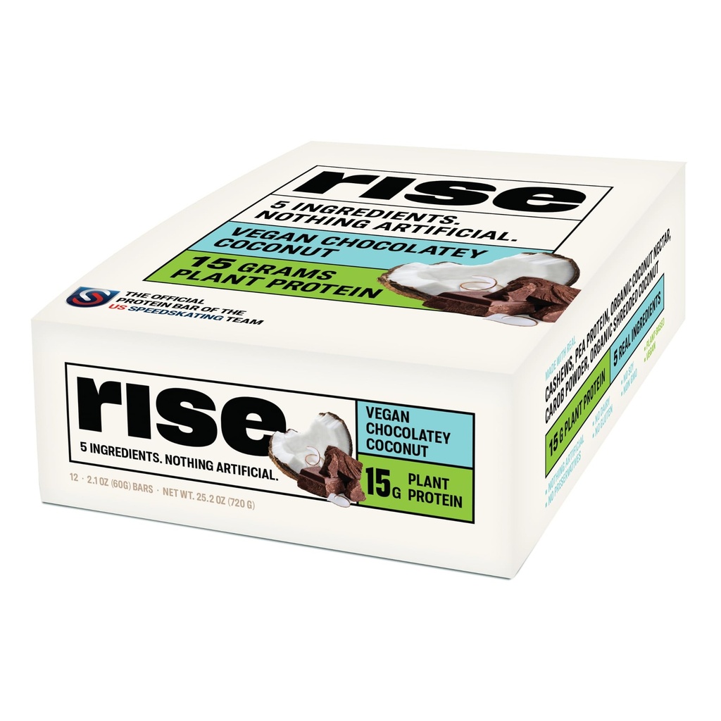 Rise Pea protein Bar - Chocolately Coconut | Kahvaltı Bar & Protein Snack 15g Protein Sadece 5 Bütün Gıda Malzemeleri - Ücretsiz Soy Ücretsiz Soy Ücretsiz