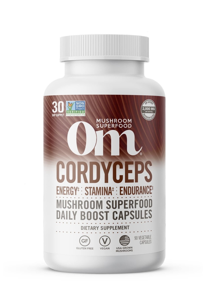 OM MUSHROOM SFOOD Cordyceps Mushroom Capsules Superfood Supplement, 90 Kont, 30 Gün, Stamina ve Endurance için Organik Enerji Supplement