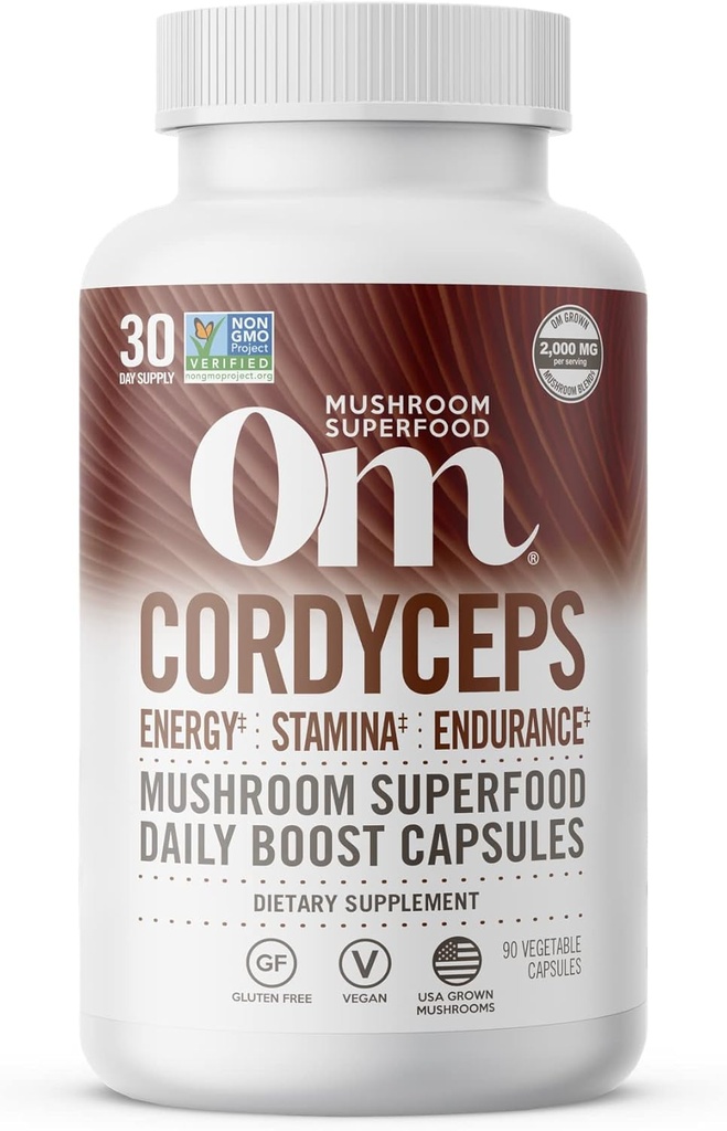 OM MUSHROOM SFOOD Cordyceps Mushroom Capsules Superfood Supplement, 90 Kont, 30 Gün, Stamina ve Endurance için Organik Enerji Supplement