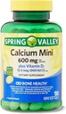 Spring Valleyuba Plus Vitamin D3 150 Mini Softgels | Kalsiyum Tamam | Mini yumuşakgels | Kalsiyum 600 mg ile d3 | Kalsiyum Karbonat 600 mg, 150 Mini Yumuşakgels +