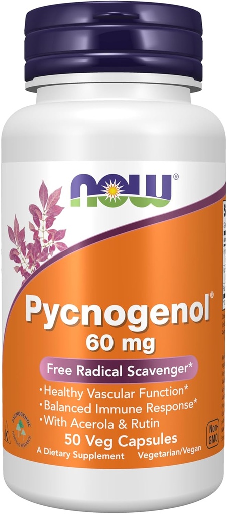 Şimdiye kadar Gıdalar Tamamlıyor, Pycnogenol 60 mg (Fransız Deniz Evrandinleri'nden Benzersiz bir Combo of Proanthocyanidins from French Maritime Pine) ile Acerola & Helsing Toz, 50 Veg Capsules