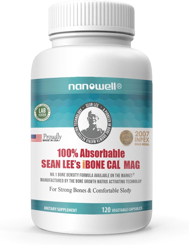 NANOWELL Sean Lee's iBone Cal Mag - Υγεία των οστών, ασβέστιο και μαγνήσιο συμπλήρωμα - 120 κάψουλες λαχανικών, 30 ημέρες προσφοράς