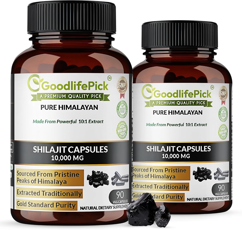 Premium Himalaya Shilajit Capsules from Potent Shilajit Rich in Trace Mineral & Fulvic Acid High Altitude Sourcing. Geleneksel olarak All Natural NonGMO No Stearate No Rice Flour (Pack of 2)