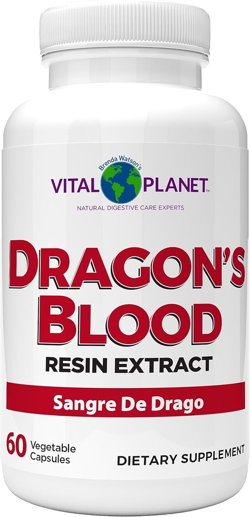 Vital Planet - Dragon'un Kan Üretimi Croton Lechleri Sangre de Drago (Sangre de Grado) Digestive Health Supplement Sustainable Sourced from Rainforest of Peru, 500mg 60 Capsules