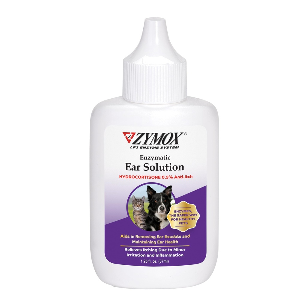 ZYMOX Enzymatic Ear Solution with 0,5-Percent Hydrocortisone, for Dog & Cat, 1.25 ozz